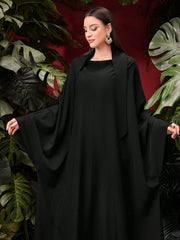 Najma Women's Solid Color Batwing Sleeve Dress Black