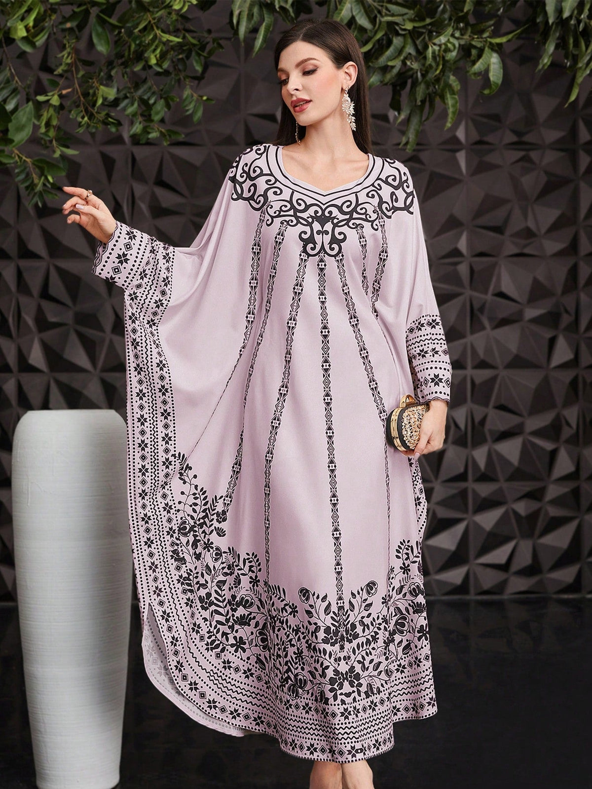 Najma Women's Turkish Long Shirt & Arabic Traditional Long Robe Purple