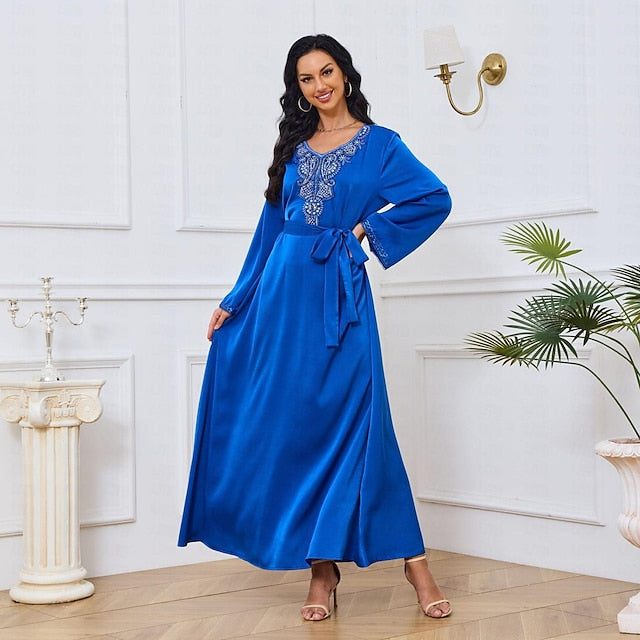 Women's Dress Abaya Kaftan Dress Dubai Islamic Arabic Arabian Muslim Ramadan Adults' Dress