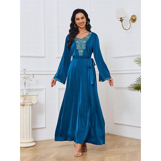 Women's Dress Abaya Kaftan Dress Dubai Islamic Arabic Arabian Muslim Ramadan Adults' Dress