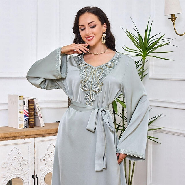 Women's Dress Abaya Kaftan Dress Dubai Islamic Arabic Arabian Muslim Ramadan Adults' Dress