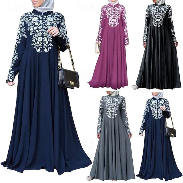 Women's Dress Abaya Religious Saudi Arabic Arabian Muslim Ramadan Floral Adults Dress