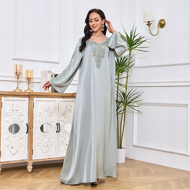 Women's Dress Abaya Kaftan Dress Dubai Islamic Arabic Arabian Muslim Ramadan Adults' Dress