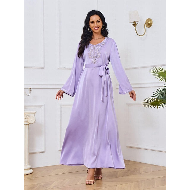 Women's Dress Abaya Kaftan Dress Dubai Islamic Arabic Arabian Muslim Ramadan Adults' Dress