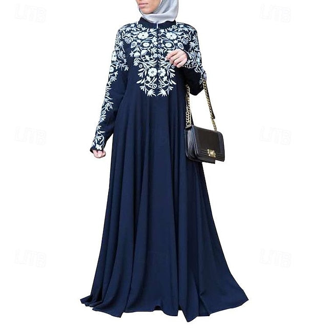 Women's Dress Abaya Religious Saudi Arabic Arabian Muslim Ramadan Floral Adults Dress