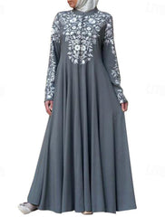 Women's Dress Abaya Religious Saudi Arabic Arabian Muslim Ramadan Floral Adults Dress