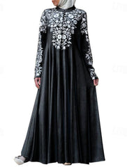 Women's Dress Abaya Religious Saudi Arabic Arabian Muslim Ramadan Floral Adults Dress