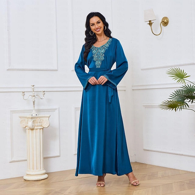 Women's Dress Abaya Kaftan Dress Dubai Islamic Arabic Arabian Muslim Ramadan Adults' Dress