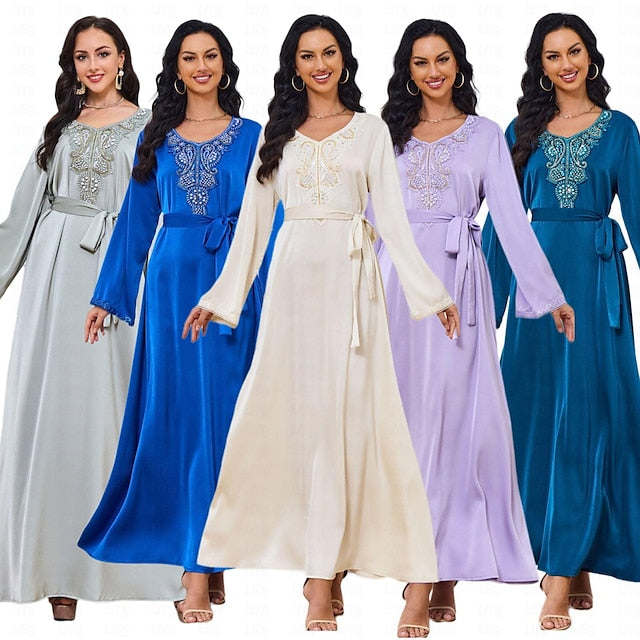 Women's Dress Abaya Kaftan Dress Dubai Islamic Arabic Arabian Muslim Ramadan Adults' Dress